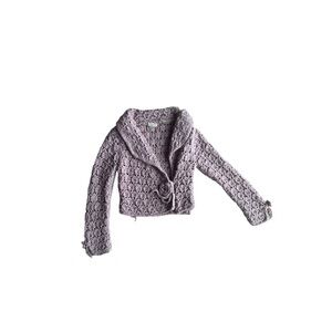 Lavender Kenji Natural for Anthropologie Hand Knit Rosette Wrap Cardigan